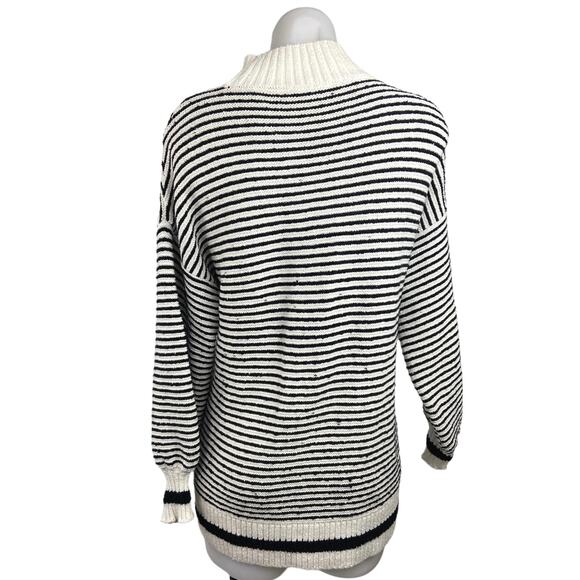 MNG Saint St Tropez Black White Striped Turtleneck Oversized Sweater Top Size XS - Picture 6 of 8